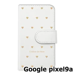 【新品未使用】 Google pixel9a 手帳型スマホ ケース ハート柄 (カバー色ホワイト×ベージュ柄) ドット シンプル おしゃれ カード収納 PUレザー flip2-pixel9a-wh-20079