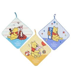 【メール便】くまのプーさん ループタオル 幼稚園ループ付きハンドタオル3枚セット あそびの時間 ディズニー 丸眞 入園入学準備雑貨 キャラクター グッズ 