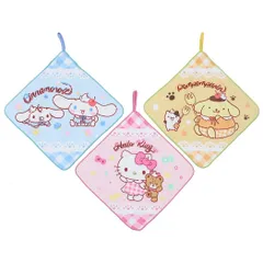 【メール便】サンリオキャラクターズ ループタオル 幼稚園ループ付きハンドタオル3枚セット デザートパーティー サンリオ 丸眞 入園入学準備雑貨 キャラクター グッズ 