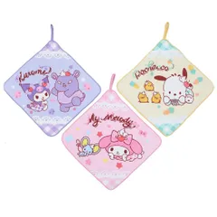 【メール便】サンリオキャラクターズ ループタオル 幼稚園ループ付きハンドタオル3枚セット クリームパーティー サンリオ 丸眞 入園入学準備雑貨 キャラクター グッズ 