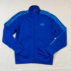 105) アディダス ファイヤーバード 3本線 ジャージ トラックジャージ ジップアップ ブルー A89