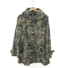 ITALIYA/イタリヤ 伊太利屋 ヒョウ柄ロングコート サイズ:11号 レオパード/ビッグボタン   ポリエステル混 ブラック/ベージュ レディース / 240001158596