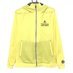 【美品】ルコックゴルフ ジップパーカー イエロー×黒 ダイヤ柄地模様 フード内側メッシュ  メンズ M ゴルフウェア le coq sportif