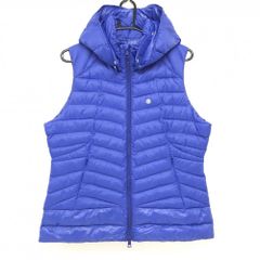 超美品】ジーフォア フード付中綿ベスト ブルー ロゴ白 フード着脱可