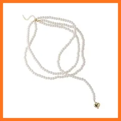【新品】 [ROSELLA] パール ネックレス 二連 三連 垂れ下がり ハート ホワイトパール フォーマル カジュアル 結婚式 パーティー お呼ばれ 人気 レディース アクセサリー 1