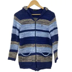 HYSTERIC GLAMOUR(ヒステリックグラマー) パーカー サイズF レディース - ネイビー×ベージュ×ライトブルー 長袖/ニット/ボーダー