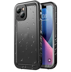 SPORTLINK 対応 防水ケース iPhone 13 用 ケース 完全保護 IP68防水等級 防雪 防塵 耐衝撃 360°全面保護 QI充電 フェイスID 認証対応 操作便利 超薄型 ストラップ付き 6.1インチ 適用 (ブラック）