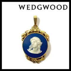 【WEDGWOOD】ジャスパー カメオ ペンダントトップ ゴールド/金カラー ブルー/青 ホワイト/白 ネックレス ウェッジウッド (SER-6541)