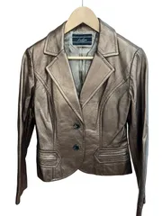 Leilian  レリアン　ラムスキン　羊革　テーラードジャケット　レザージャケット　ゴールド　レディース　サイズ11 美品【ZK86】