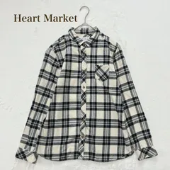 ハートマーケット ネルシャツ　長袖 綿100%（M） チェック柄　黒ベージュ ナチュラル