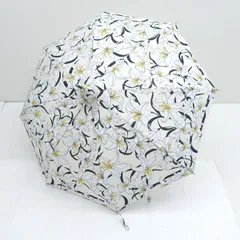 CRYSTAL JEMMY /　クリスタルジェミー ◆【傘】折りたたみ傘 晴雨兼用　百合柄　ライトベージュ　パゴダ型 生活雑貨【未使用】 