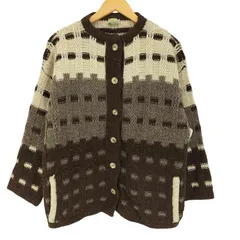 ユーズドフルギ USED古着 CYRIL CULLEN 80s アイルランド製 マルチボーダー ウール クルーネック カーディガン メンズ 表記無 