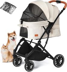 【新品】ペットカート 犬猫両用 折りたたみ 自立式 4輪バギー 多頭対応 ペットカート 一体型コンパクト折りたたみ 対面両用式 犬猫用バギー