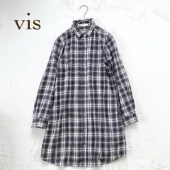 ビス チェックシャツワンピース チュニック丈　総柄　綿100 M 羽織