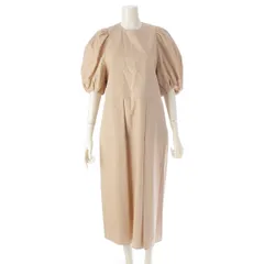 ドゥロワー 22SS コットン ギャバジン パフスリーブ 半袖 ロング ワンピース ドレス 6526-299-1275 ベージュ 36【中古】