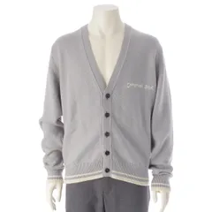ディオール・オム 24年 ウール アルパカ ロゴ刺繡 タグ ニット カーディガン トップス グレー M【中古】