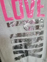 Victoria's Secret LOVE スパンコール装飾 Tシャツ グレー