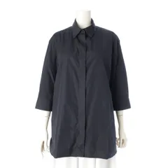 ザロウ ELDA エラダ  コットン 七分袖 比翼 シャツ トップス ブラック S【中古】