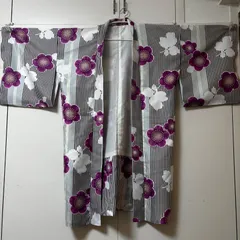 羽織　身丈105cm 羽織　ストライプ　小紋　花柄　レディース モダン 洗える着物