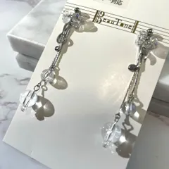 クリア　オーロラ　ピアス　イヤリング　ト音記号　音符　シルバー