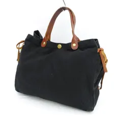 IL BISONTE / イルビゾンテ ■トートバッグ　ハンドバッグ　キャンバス　ブラック 【バッグ/バック/BAG/鞄/カバン】 ブランド【中古】 