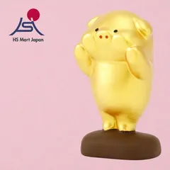 リュウコドウ ぺったりブタ 金 置物 インテリア 豚 縁起物 かわいい コンパクト 8.5cm 新品 送料無料