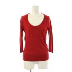 セオリー Theory ニット カットソー ウール S 赤 レッド 無地 Uネック 七分袖 /LP ■GY61