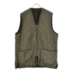 Barbour バブアー POLARQUILT WAISTCOAT/ZIP IN ポーラーキルト・ウエストコート キルティングベスト オリーブ(メンズ L)中古 古着 X2716