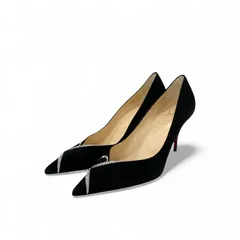 クリスチャンルブタン Christian Louboutin パンプス 靴 シューズ スエード ブラック 黒 未使用 ロゴ ラインストーン