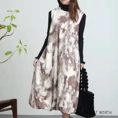 体型カバー◎総柄ジャカードバルーンワンピース