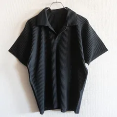 プリーツポロシャツ　オムプリッセイッセイミヤケ　サイズ2 黒 中古・古着通販】HOMME PLISSE ISSEY MIYAKE (オム プリッセ イッセイ