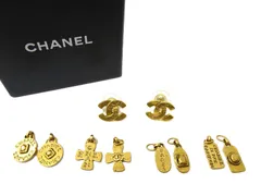 99A【箱付】CHANEL シャネル ピアス 替えチャーム付 【ヴィンテージ】 セット ゴールド ココマーク ロゴ