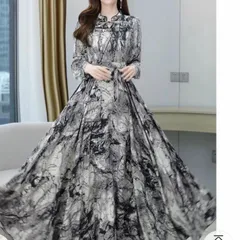 マキシ丈ワンピース パーティードレス Aラインワンピ 上品 きれいめ  秋 オシャレ 着痩せ 旅行用 結婚式