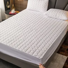 ベッドパッド シングル キルト 厚手 マットレスカバー シンプルカラー ホテル用  120x200cm S26127-2