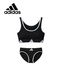 新品 未使用 並行輸入 adidas アディダス 下着 Basic レディース ハ－フトップ＆ショーツ 上下セット 518466 ブラックショーツセット