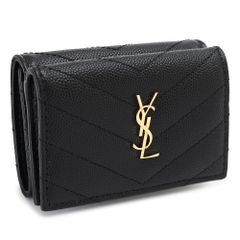 SAINT LAURENT 三つ折り財布 ブラック - メルカリ