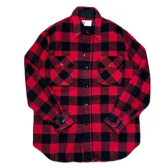 70s SEARS KINGS ROAD シアーズ キングスロードブロックチェック ウールシャツ 長袖シャツ 赤×黒
