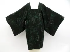 【一輝堂】道行コート 花 正絹 着物 美品 身丈約87.5cm 裄丈63.5cm 26z01-256