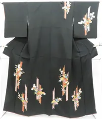 【一輝堂】付下げ 金駒刺繍 菊 楓 正絹 着物 身丈約162cm 裄丈約65.5cm 26z01-246