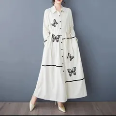 シャツワンピース ロングワンピース  レディース きれいめ 大きいサイズ  ワンピース  Aライン 大人 可愛い  着痩せ