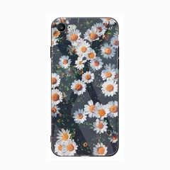 iPhone11 背面ケース ケース カバー フルカバー 高級 レトロ ガラス ソフト シリコンケース フラワー 花 デイジー 可愛い おしゃれ