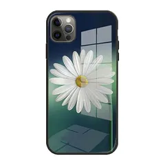 iPhone11 背面ケース ケース カバー フルカバー 高級 レトロ ガラス ソフト シリコンケース フラワー 花 デイジー 可愛い おしゃれ