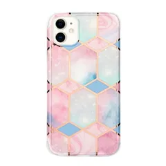 iPhone11 背面ケース ケース カバー 光沢 メッキ 幾何学模様 高級 大理石 耐衝撃 おしゃれ 可愛い