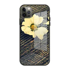 iPhone11Pro 背面ケース ケース カバー フルカバー 高級 レトロ ガラス ソフト シリコンケース フラワー 花 デイジー 可愛い おしゃれ