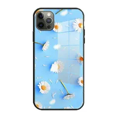 iPhone11Pro 背面ケース ケース カバー フルカバー 高級 レトロ ガラス ソフト シリコンケース フラワー 花 デイジー 可愛い おしゃれ