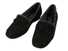 ダイアナ DIANA WELL FIT モカシン シューズ 21.5cm ブラック 黒 ヌバックレザー 靴