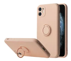 iPhone11Pro 対応 背面ケース ケース カバー 磁気 リング シリコン リキッド 保護 ホールドリング マット くすみカラー ベージュ