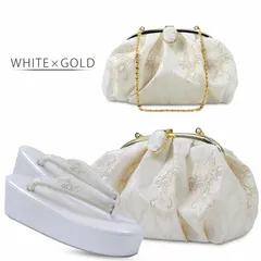 紗織 ブランド 草履バッグセット がま口 モダン 白 ホワイト u106