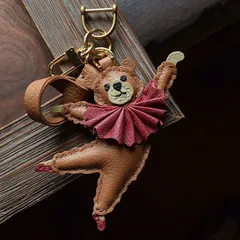 【本革】バレエベア キーホルダー 可愛い くま バレリーナ｜革紐・フック・馬蹄ナスカン選択可｜ バッグチャーム アクセサリー 革小物 キーリング キーイング 車の鍵 チャーム ストラップ ギフト プレゼント 記念日 お祝い プチギフト  SGPJ010