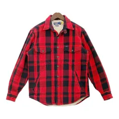 POLO RALPH LAUREN ポロラルフローレン 裏ボア シャツ ジャケット バッファローチェック 古着 メンズ Sサイズ レッド アウター DM17829■
